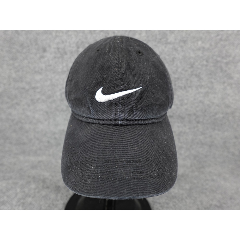 Nike Baseball Cap Child One Size Black Good Embroidered Swoosh Adjustable Hat